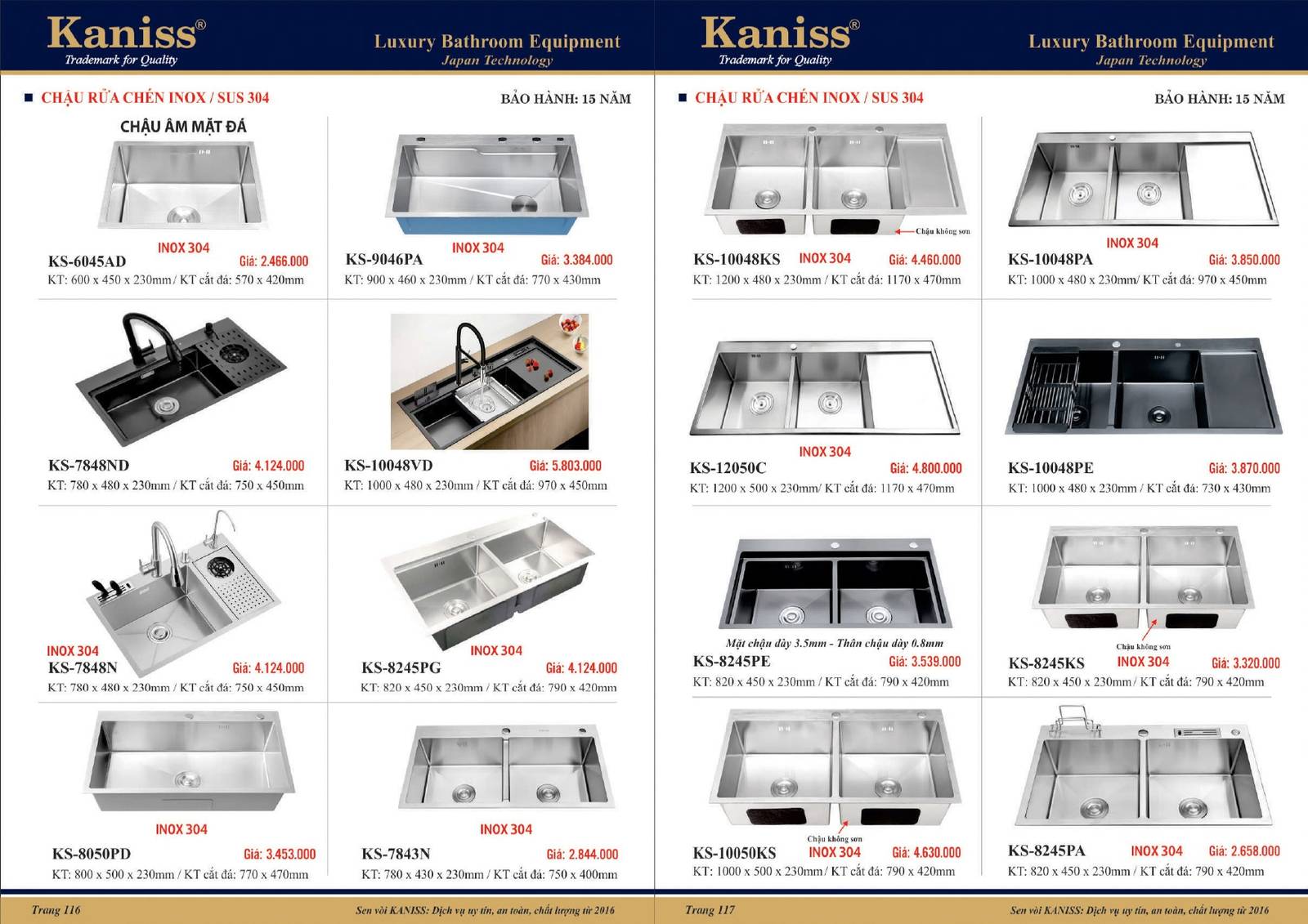 Catalogue và Bảng giá Thiết bị vệ sinh KANISS mới nhất /Page 59